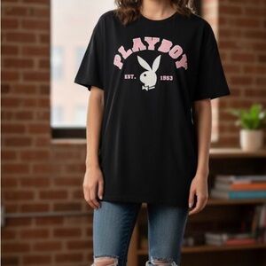 PLAYBOY Black and Pink T-Shirt